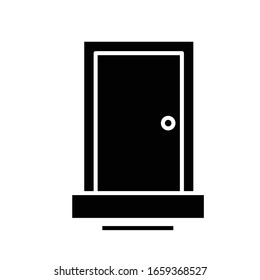 Home door black icon, concept illustration, vector flat symbol, glyph sign.