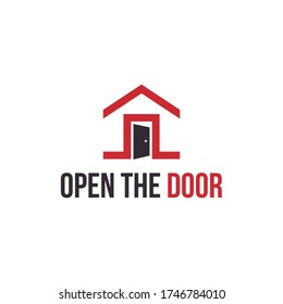 Home and door logo design. Simple combination home and door icon.