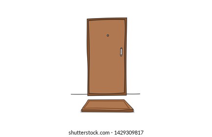 Home Door Vector Hand Drawn Sketch Style