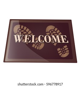 Home doormat isolated on a white background. Cartoon vector close-up illustration.