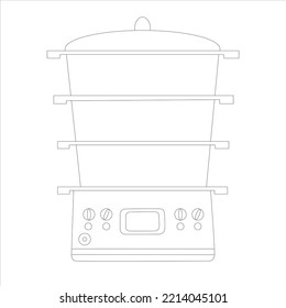 Home double boiler illustrated. Outline home double boiler vector icon for web design isolation on white background. 