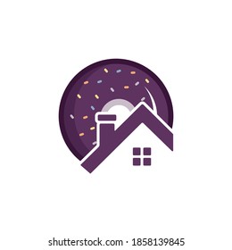 Home doughnut vector logo design. Bakery logo design concept.	
