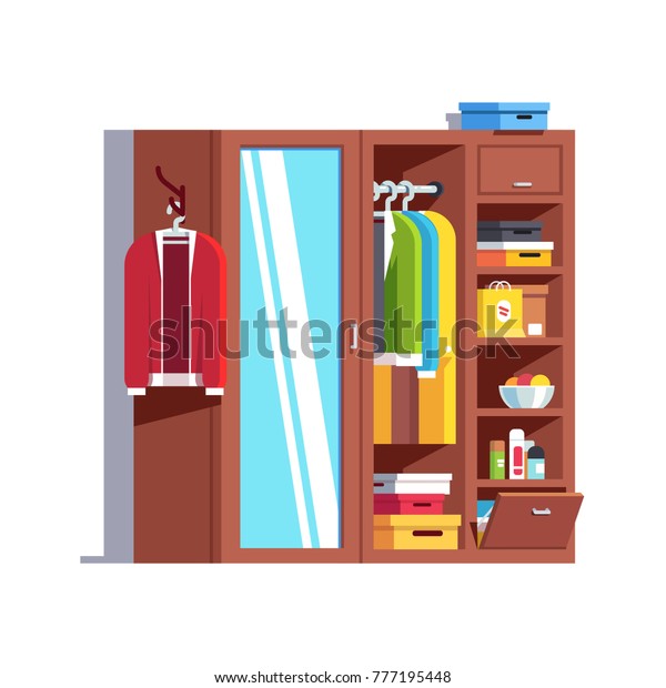 Home Dressing Room Wardrobe Wardrobe Mirror Stock Vector Royalty