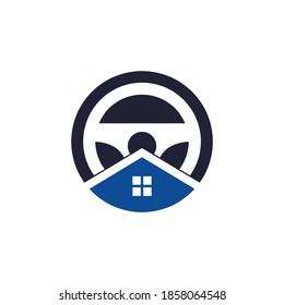 Design-Vorlage für das Logo des Home-Laufwerks Lenkrad- und Haussymbol oder -symbol.