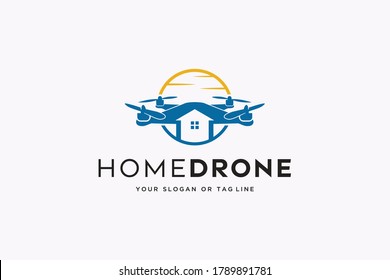 home drone logo design vector template