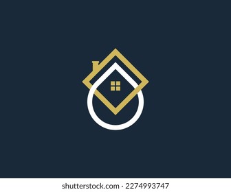 Home Drop Logo Concept icon sign symbol Element Design. House, Aqua, Mineral Oil, Droplet, Plumbing, Cleaning Service Logotype. Vector illustration template