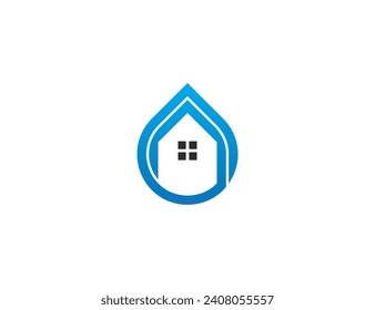 Home Drop Logo Concept icon symbol sign Element Design. House, Aqua, Mineral Oil, Droplet, Plumbing, Cleaning Service Logotype. Vector illustration template
