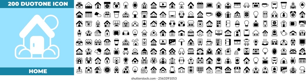 Home Duotone Editable Icons set. Vector illustration in modern thin duotone style of home icons: house, home, property, etc