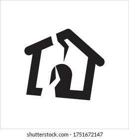 Home earthquake disaster icon (Vector illustration)