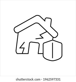 Diseño de símbolo de icono del vector de seguro de terremotos en el hogar