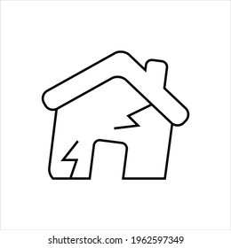 Home earthquake disaster vector icon symbol design