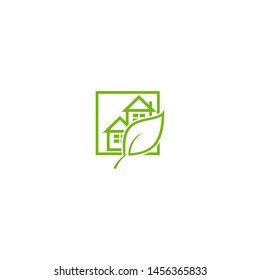 home eco with leaf logo template