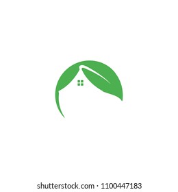 home eco leaf vector logo template