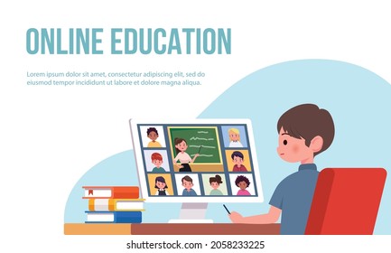 Home Education Concept. Flat Vector Illustration