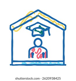 home education doodle icon sketch vector. home education sign. isolated symbol illustration