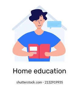 Home education flat icon is easy to use and download

