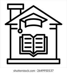 Home Education a House with Graduation cap and book