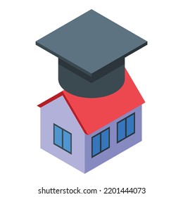 Icono de educación en el hogar. Isometric, icono vectorial de educación en el hogar para el diseño web aislado en fondo blanco