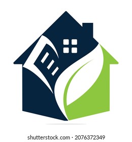 Home Education Logo Concept Design. Book Leaf And Home Combination Idea.