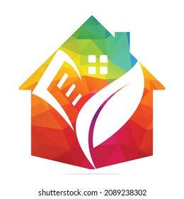 Home Education Logo Concept Design. Book Leaf And Home Combination Idea.