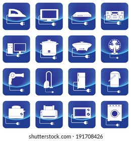 home electric appliances button vector include microwave, television, radio, computer