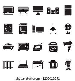 Home electric appliances solid icons, Home appliances vector icons set, Vector illustration, Appliances symbol or logo vector set, Electric appliances solid icons design 