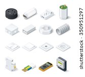 Home electric isometric icon set vector graphic illustration