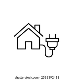Home and electric plug. Smart power usage. Sustainable energy sources. Pixel perfect vector icon