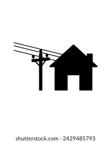 home with electric pole icon, vector best flat icon.