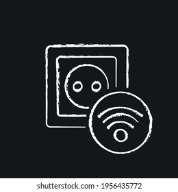 Home electrical control chalk icon. Smart house. Thin line customizable illustration. Contour symbol. Vector isolated outline drawing.
