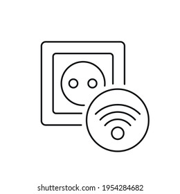 Startseite elektrische Steuerung Linearsymbol. Smart House. Dünne, anpassbare Illustration. Contour-Symbol. Vektor-einzelne Rahmenzeichnung. Bearbeitbarer Hub