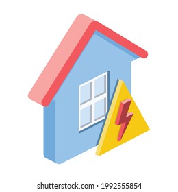 Home Electricity Lightning Sign. Vector 3d Symbol, Isometric, Color Web Icons, New Flat Style. Creative Design Idea, Concept For Infographics.