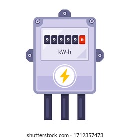 Home electricity meter counts energy. flat vector illustration.