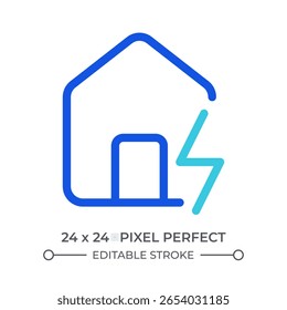 Home electrification colorful line ui icon. House electricity, utilities. Electric supply. Power sign, energy. Isolated vector duotone linear symbol. User interface element, pixel perfect