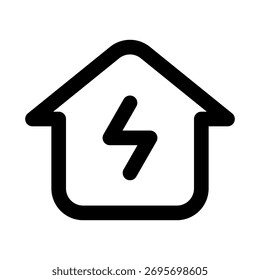 Icono de electrificación que representa la fuente de alimentación, los sistemas eléctricos y la configuración de energía residencial
