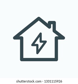 Home electrification linear icon, house lightning isolated vector icon