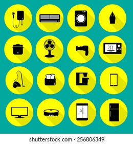 Home electronic appliance icons set