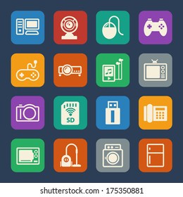 Home electronic Device icon. Flat icons set for internet marketing and services. Vector