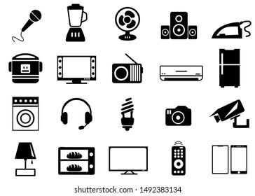 Home Electronic Device icon vector, electronic symbol set, black white colour