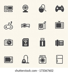Home electronic Device icons set for internet marketing and services. Vector