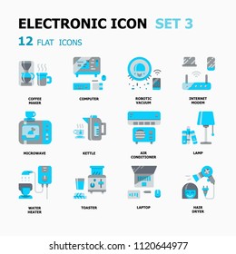 Home Electronic Flat icons.House Appliances technology Concept Thin line icons.