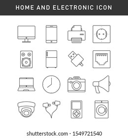 Home and electronic icon, line style. Vector icon