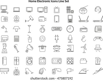 Home Electronic Icons Line Set