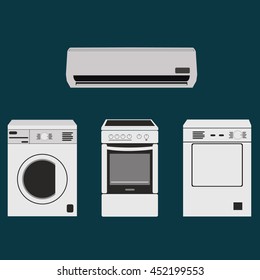 Home electronics appliances circle infographics template concept. Icons design for your product or design, web and mobile applications