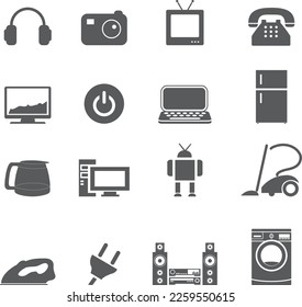 Home electronics appliances icons. Household appliances icon set.