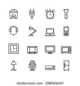 Home electronics appliances icons set - Line style