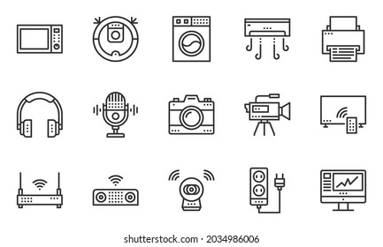 Home Electronics Devices Icons Vector ,Camera, Head Phone, Multimedia