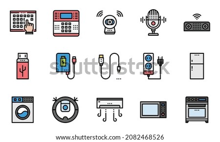 Home Electronics Devices Icons Vector , Laptop, Phone,Burglar Alarm