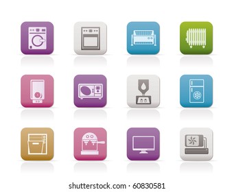 Home electronics and equipment icons - vector icon set