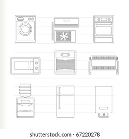 Home electronics and equipment icons - vector icon set